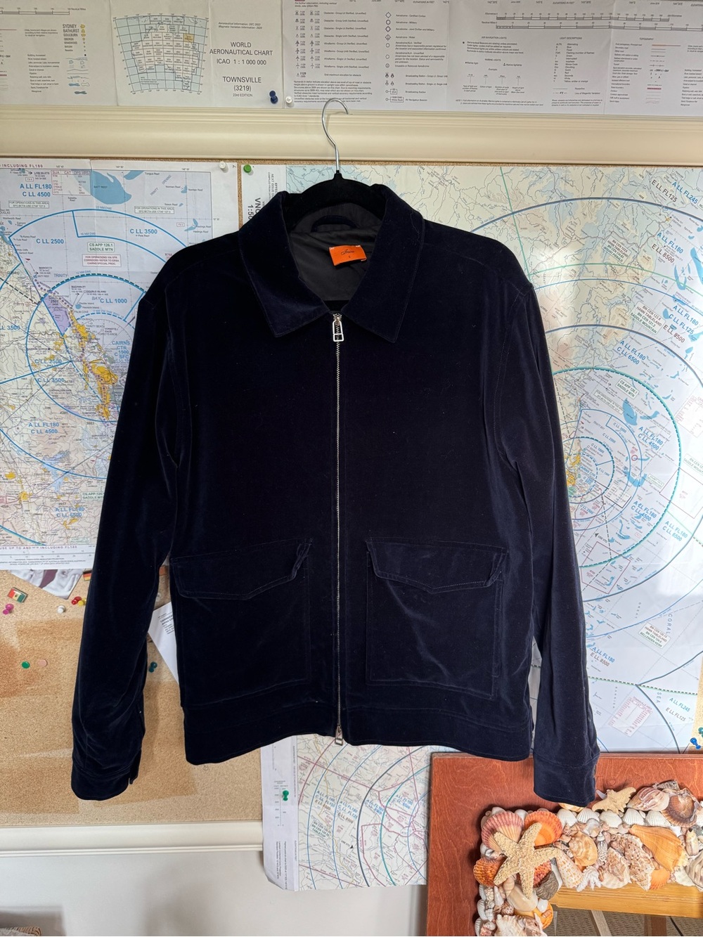 INC International Concepts Black Velvet Zip Front Jacket